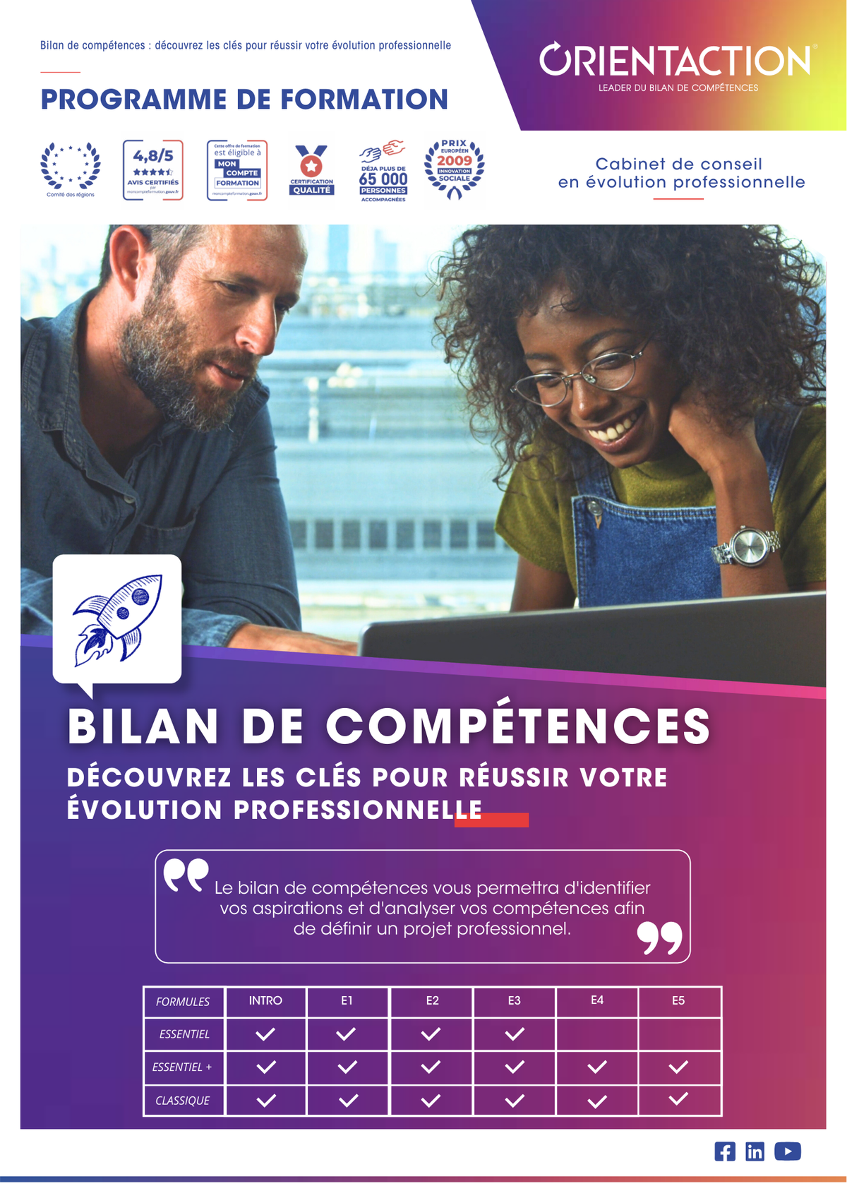 Bilan de compétences "Formule Essentiel+" - Financement personnel (Hors CPF)