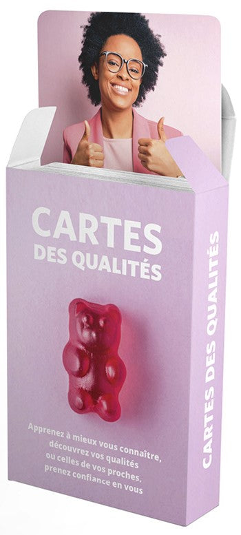 Jeu de cartes des qualités développement personnel boîte du jeu