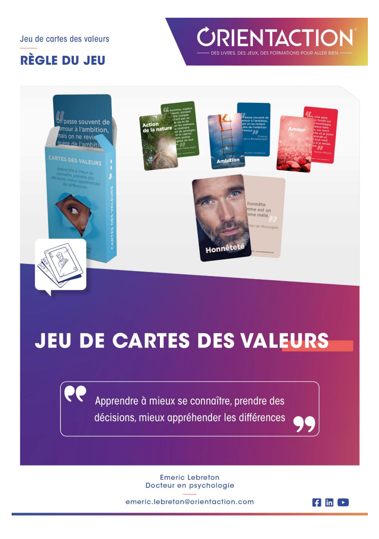 Règles du jeu de cartes des valeurs fonctionnement du jeu